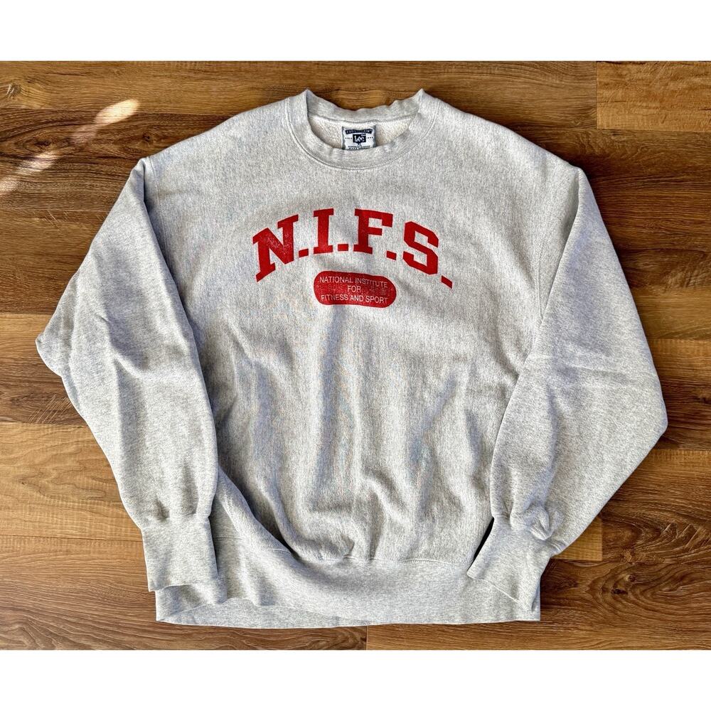 Vintage 90s Lee‎ Cross Grain Mens Gray N. I. F. S. Sweatshirt Size XL GUC